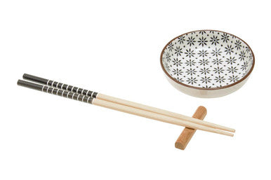 Jurado 6pc White Ceramic and Wood Sushi