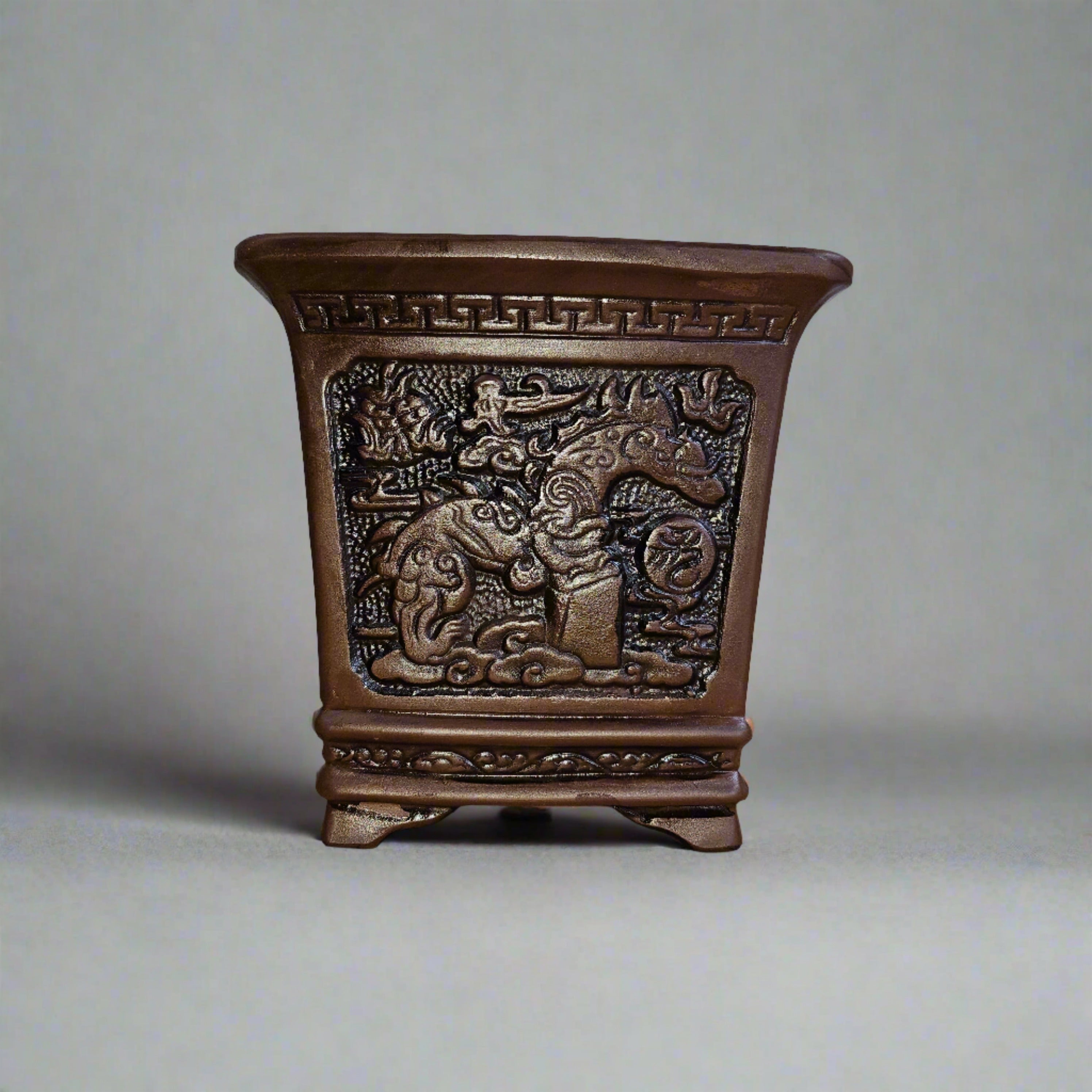 19cm Premium Unglazed Bonsai Pot | Cascade | 19cm x 19cm x 19cm | Brown S25874