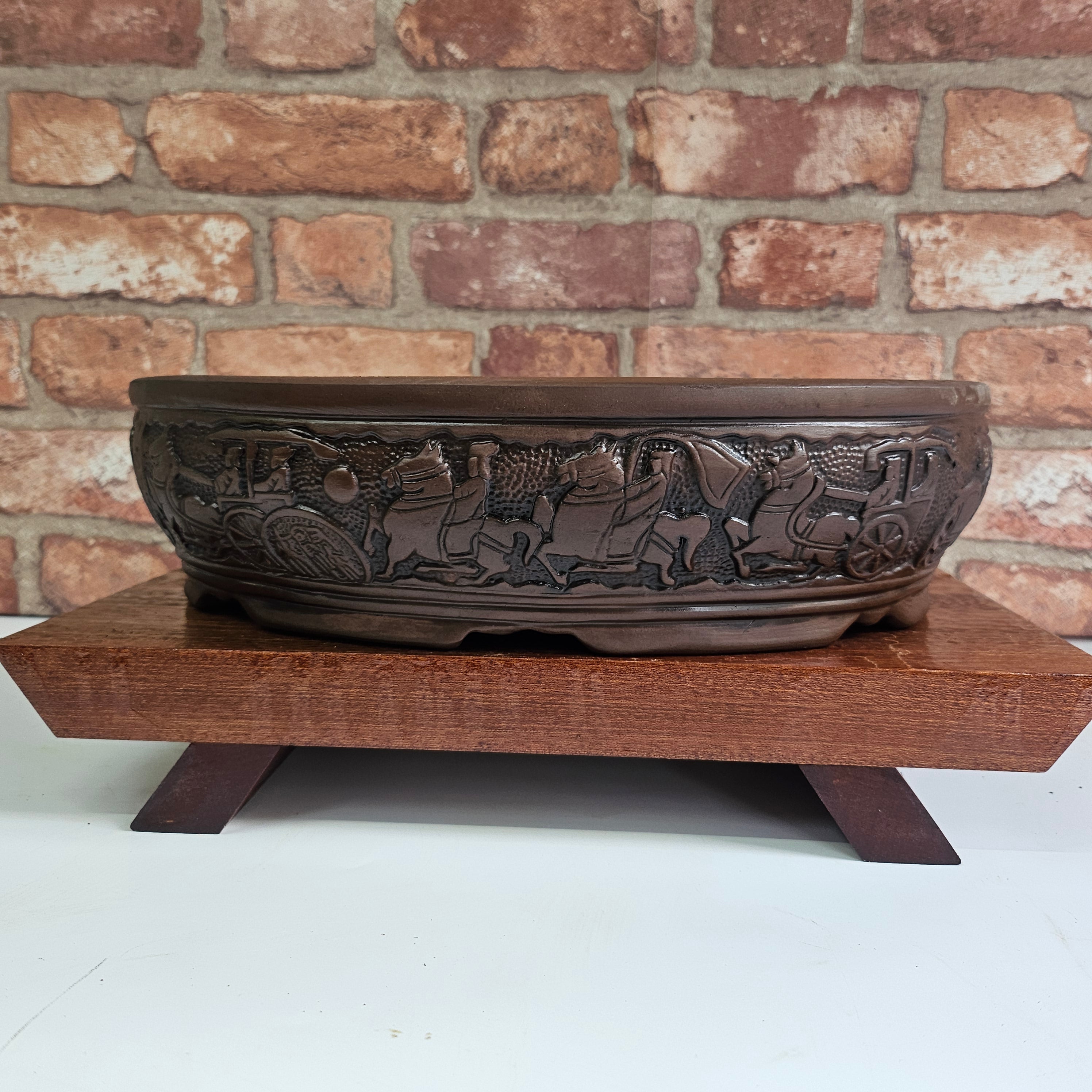 32cm Premium Unglazed Bonsai Pot | Oval | 32cm x  25cm x 8cm | Brown  S25875