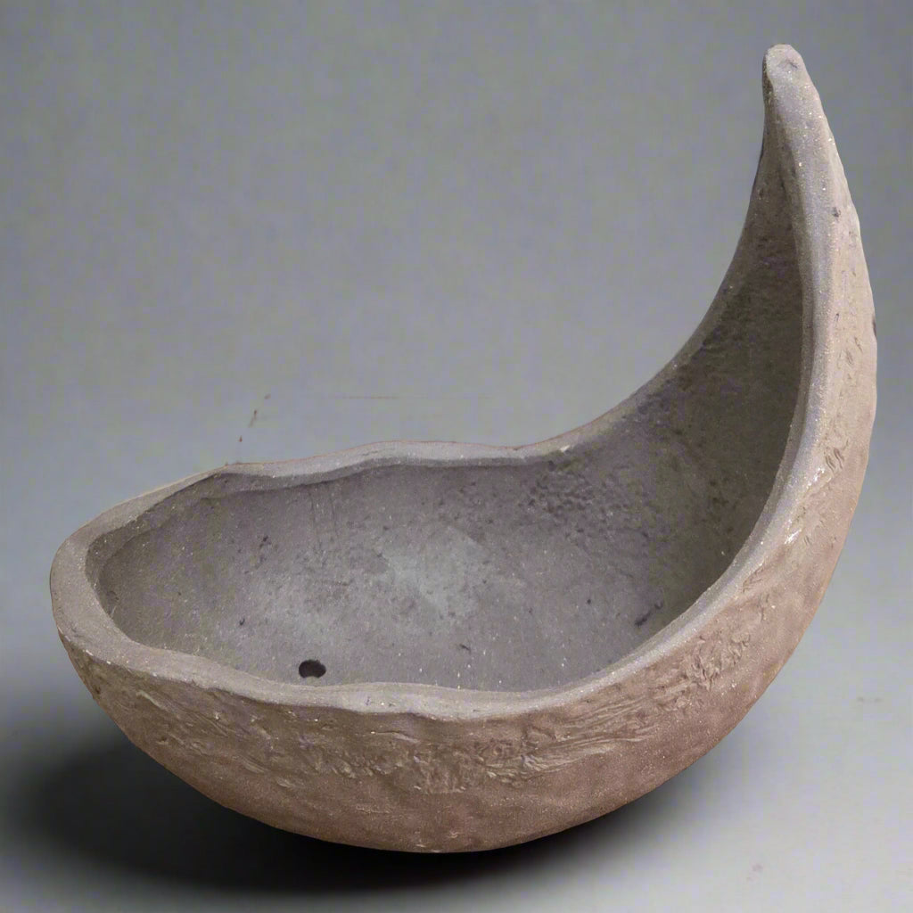 15cm Unglazed Bonsai Pot | Half-Moon | 15cm x 12cm x 11cm | Brown  S25867