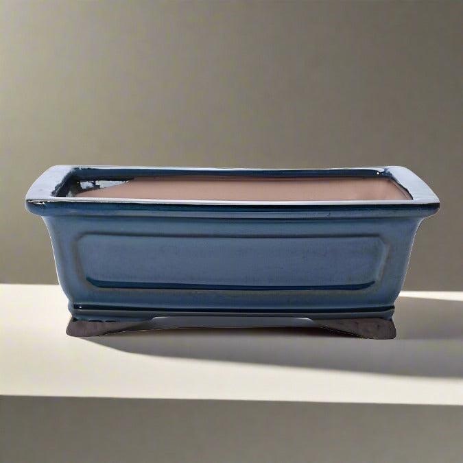 20cm Glazed Bonsai Pot | Rectangle | 20cm x 17cm x 6cm | Blue  S25863