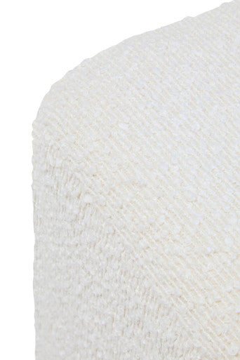 Mota Burl Wood And Cream Boucle Sqaure Stool