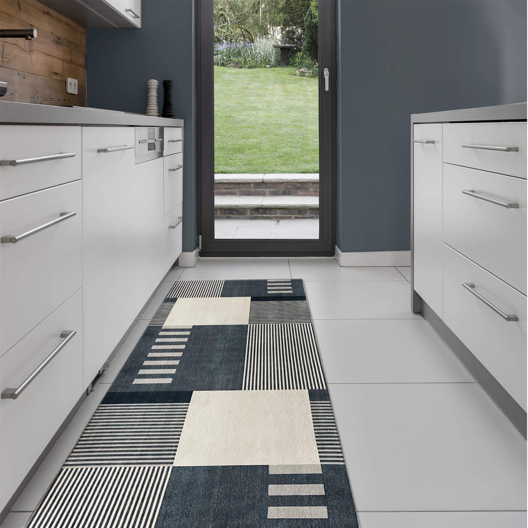Tokyo Geo Blocks Blue Rug  | S25395|