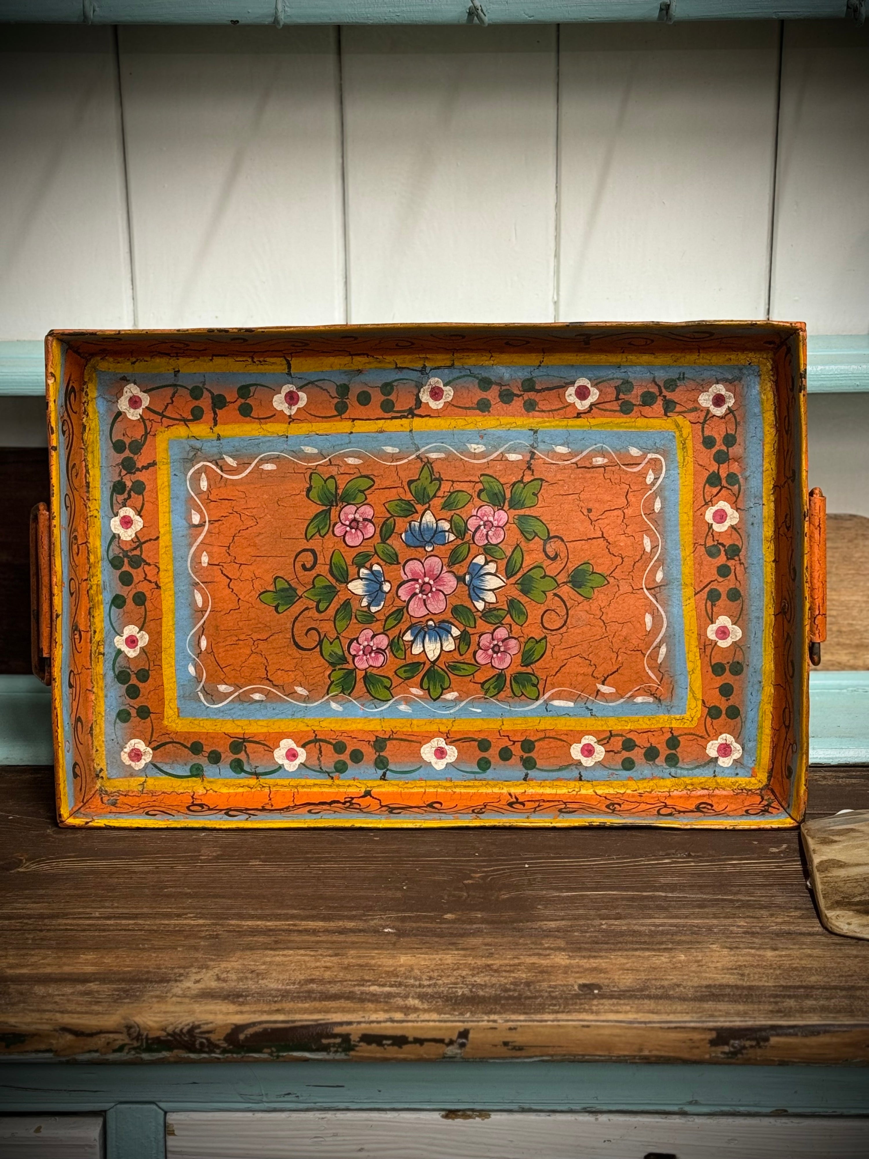 Vintage Metal Hand Painted Tray | S251370
