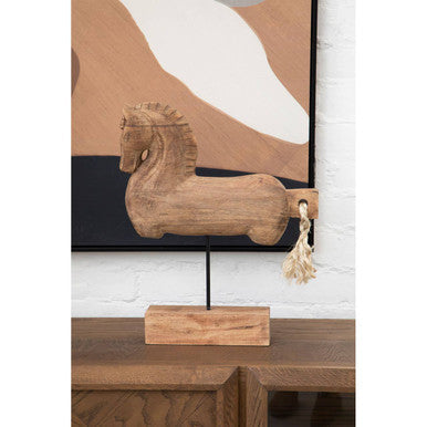 Fidra Natural Wood Horse Sculpture