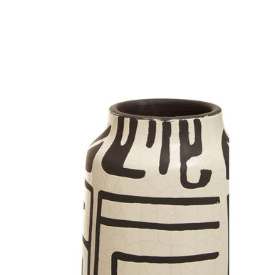 Barren Earthenware White And Black Vase