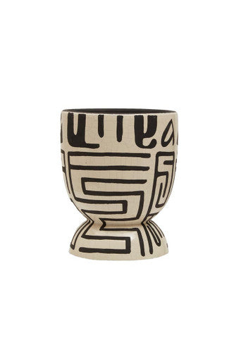 Barren Earthenware White And Black Planter