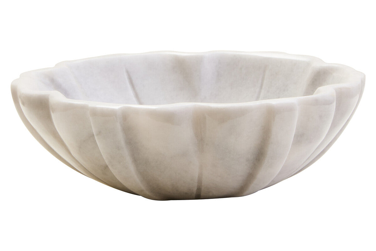 Zoro Small White Marble Lotus Bowl