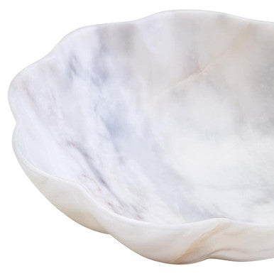 Zoro Small White Marble Scalloped Bowl