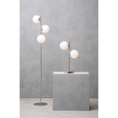 Karter Chrome Finish And White Glass Floor Lamp