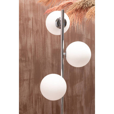 Karter Chrome Finish And White Glass Floor Lamp