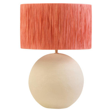 Carta 58cm Natural Papier Mache Table Lamp With Rust Raffia Shade