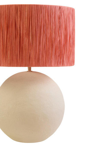 Carta 58cm Natural Papier Mache Table Lamp With Rust Raffia Shade