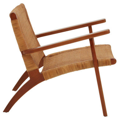 Java Brown Finish Natural Rattan Woven Chair