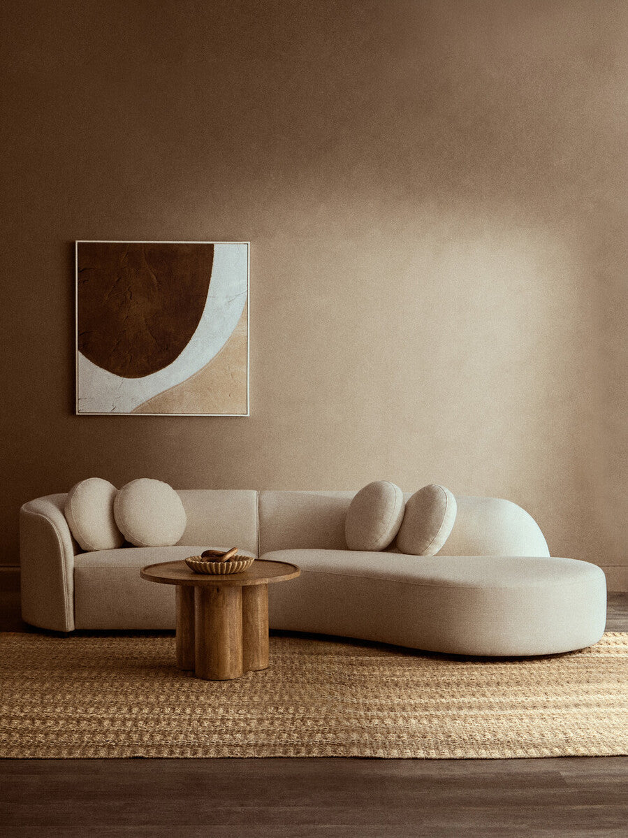 Ovada Cream Linen Fabric 3 Seater Sofa