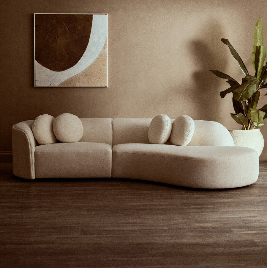 Ovada Cream Linen Fabric 3 Seater Sofa