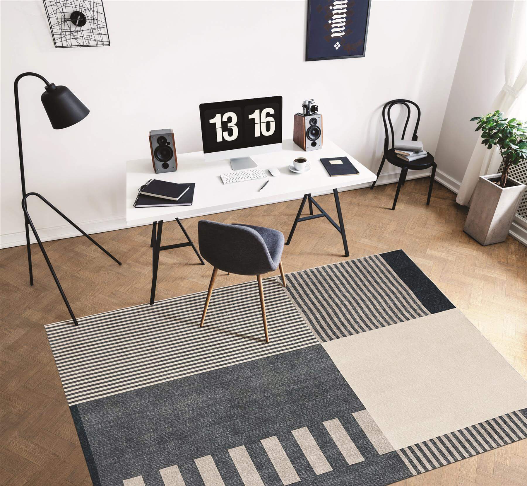 Tokyo Geo Blocks Blue Rug  | S25395|
