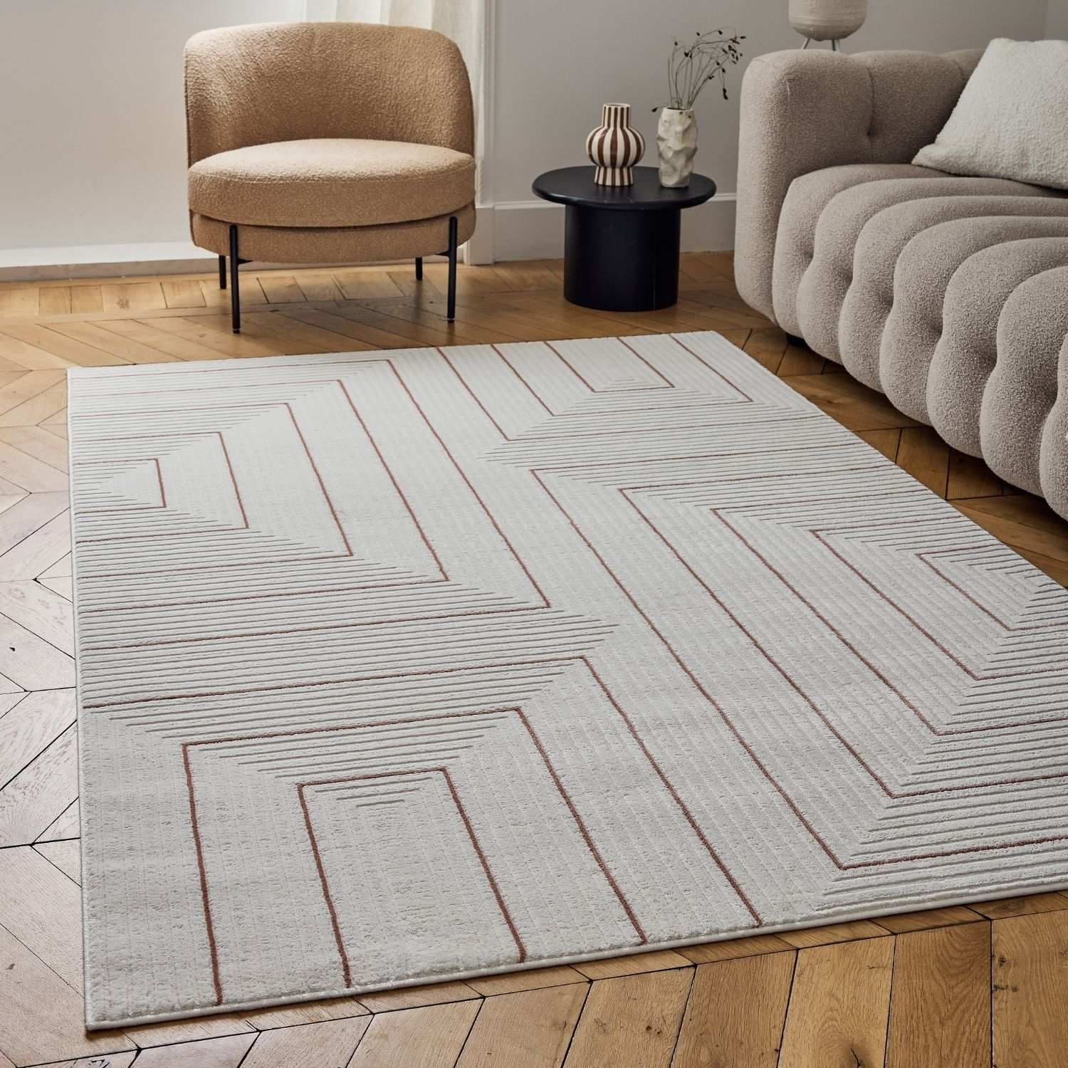 Caramel Cream-Terra Geometric Rug | 6040
