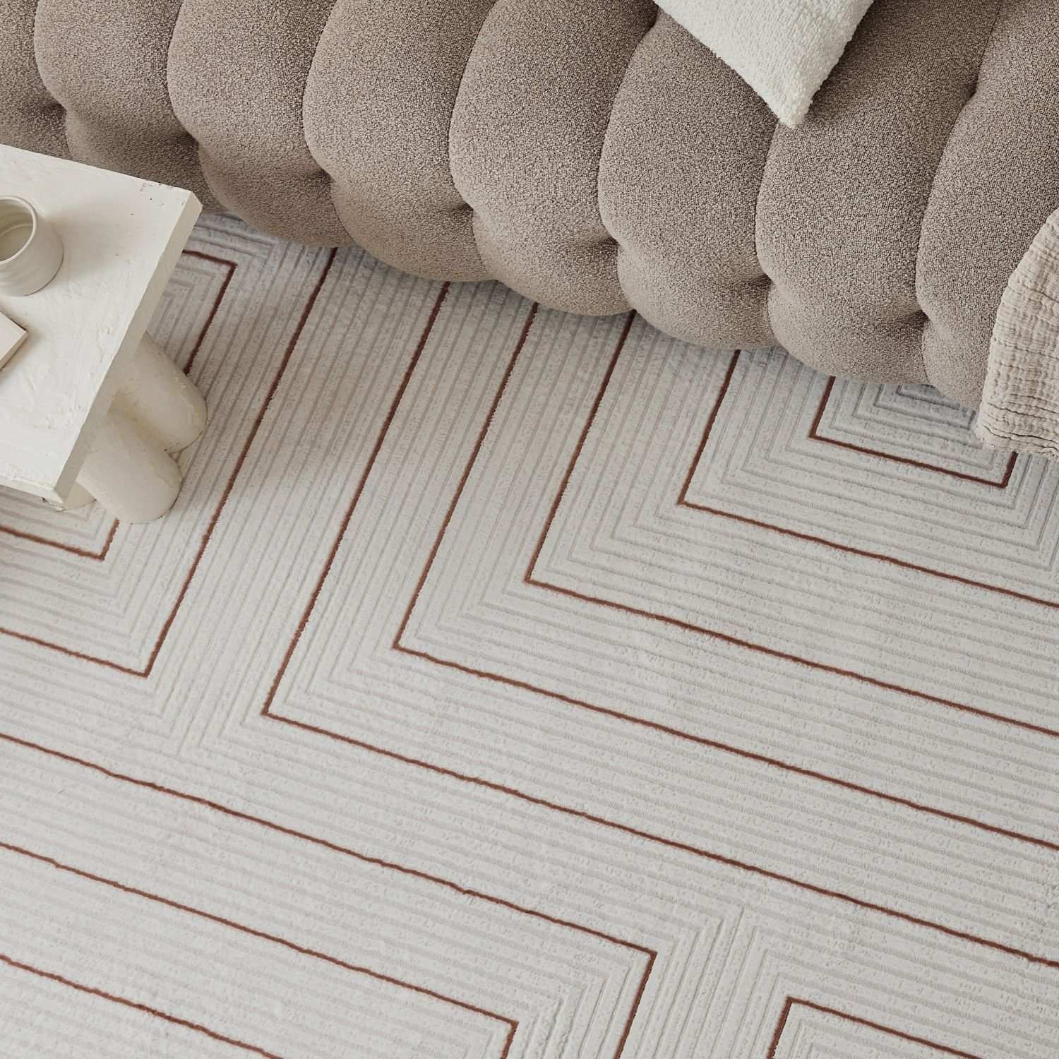 Caramel Cream-Terra Geometric Rug | 6040