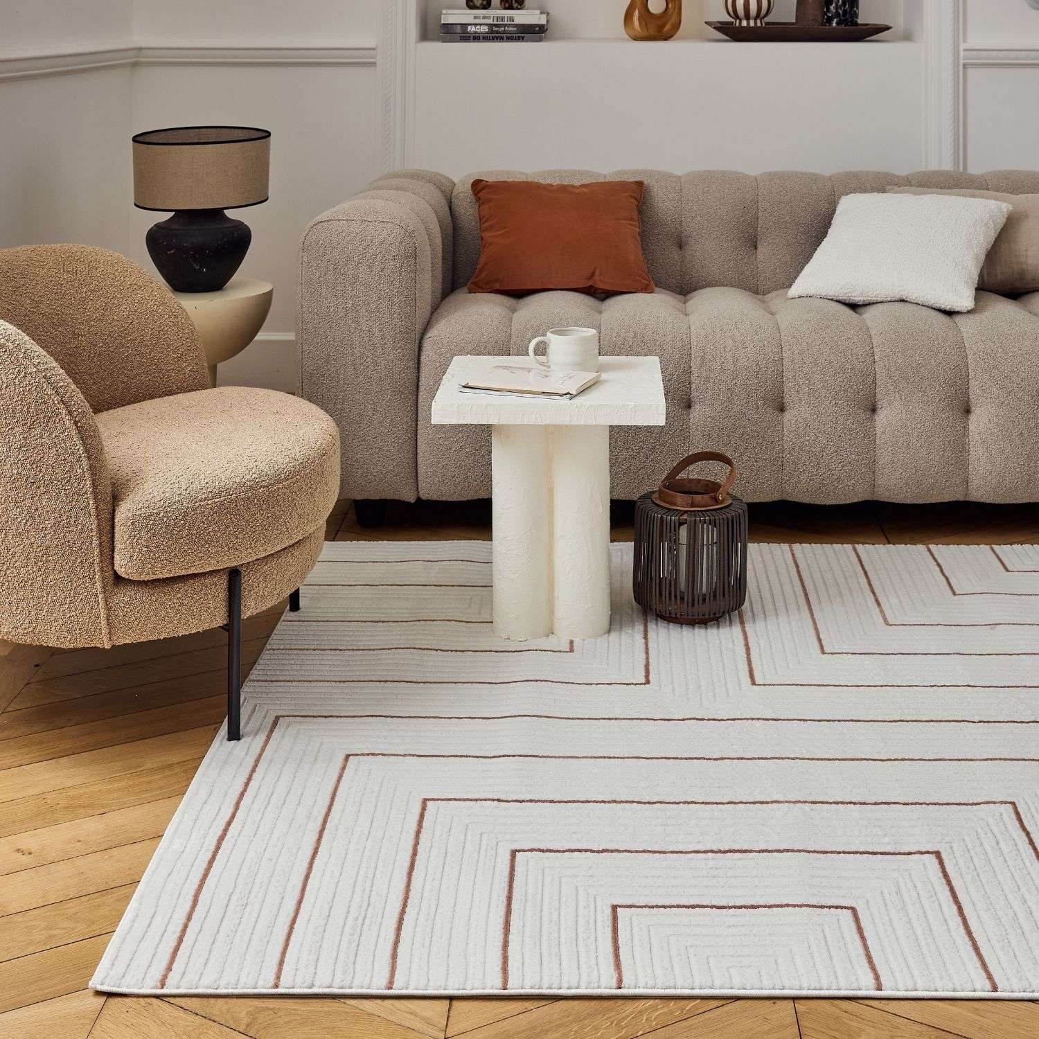 Caramel Cream-Terra Geometric Rug | 6040