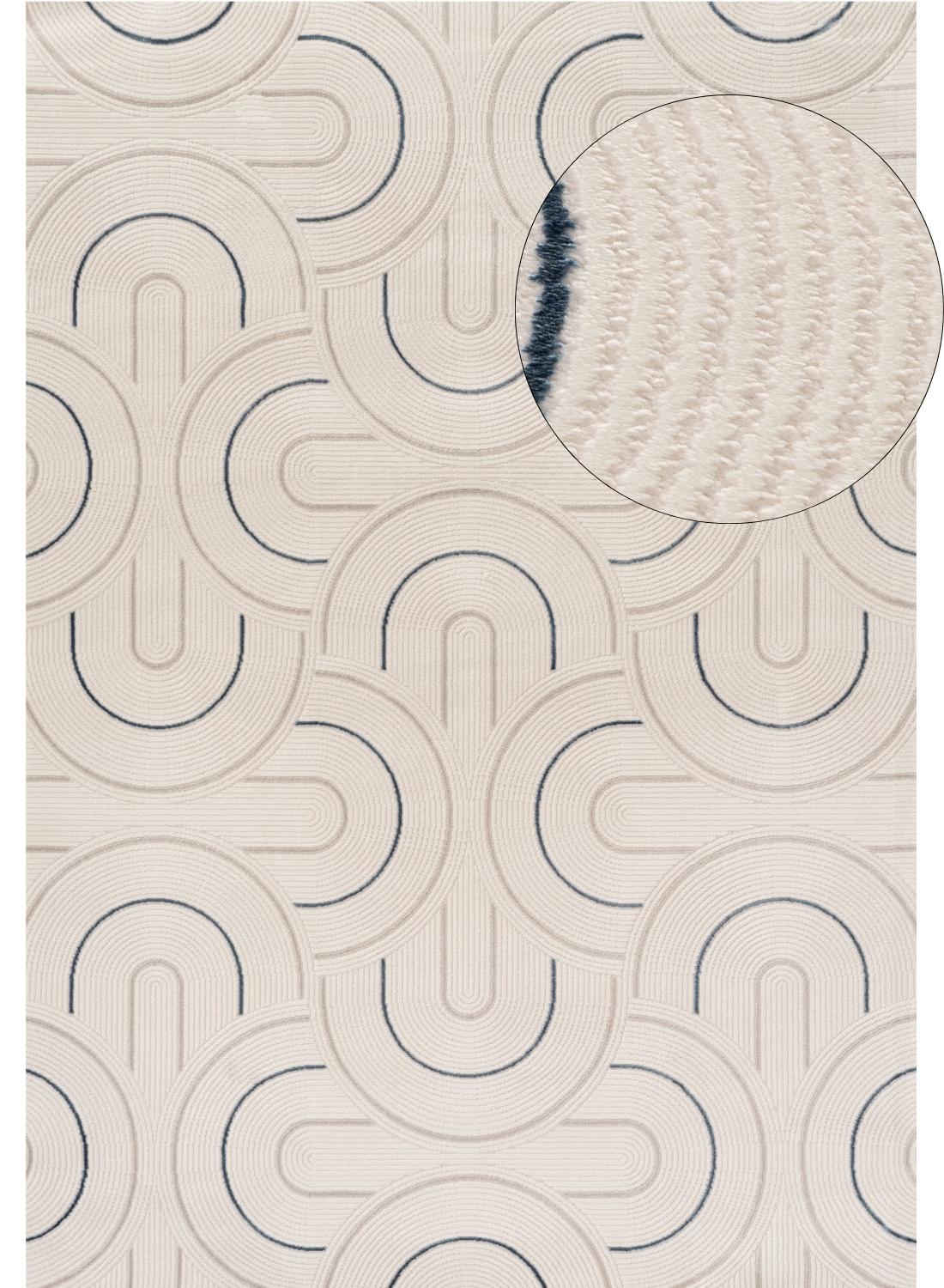Caramel Cream-Blue Geometric Rug | 6070
