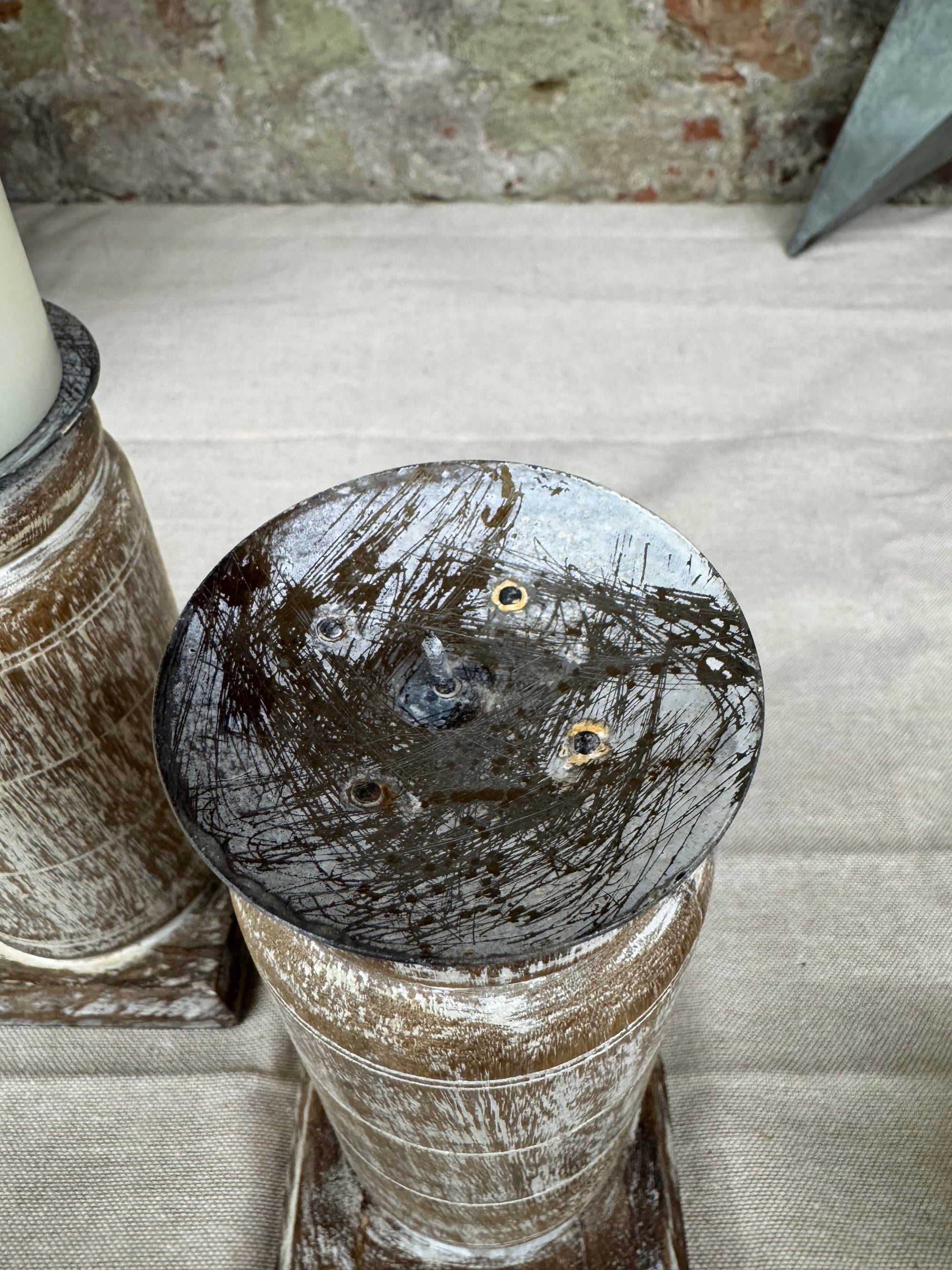 Pair Of Rustic Wooden Candle Holders | S251369