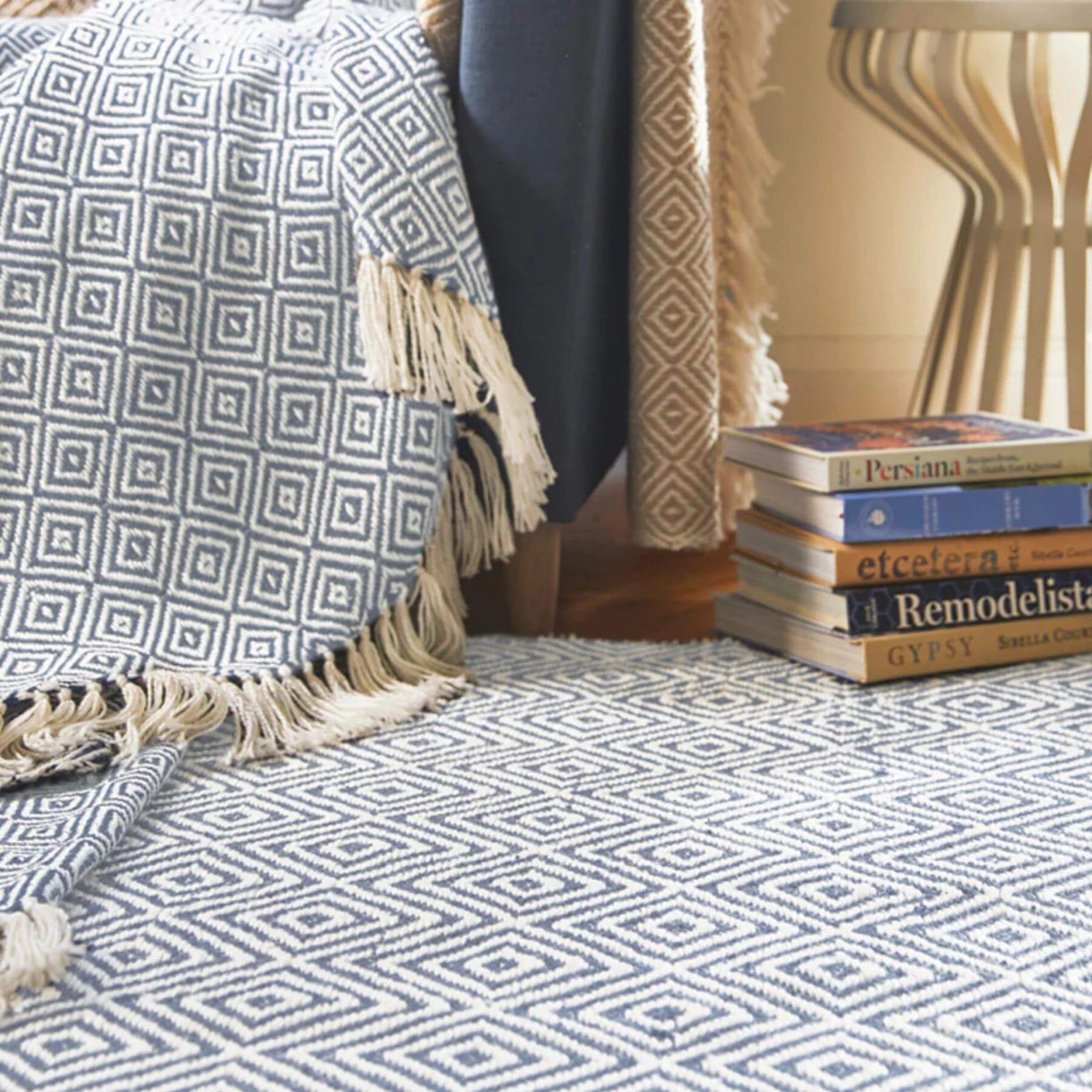 Diamond Denim Blue Hand-woven Rug  | S25398 |