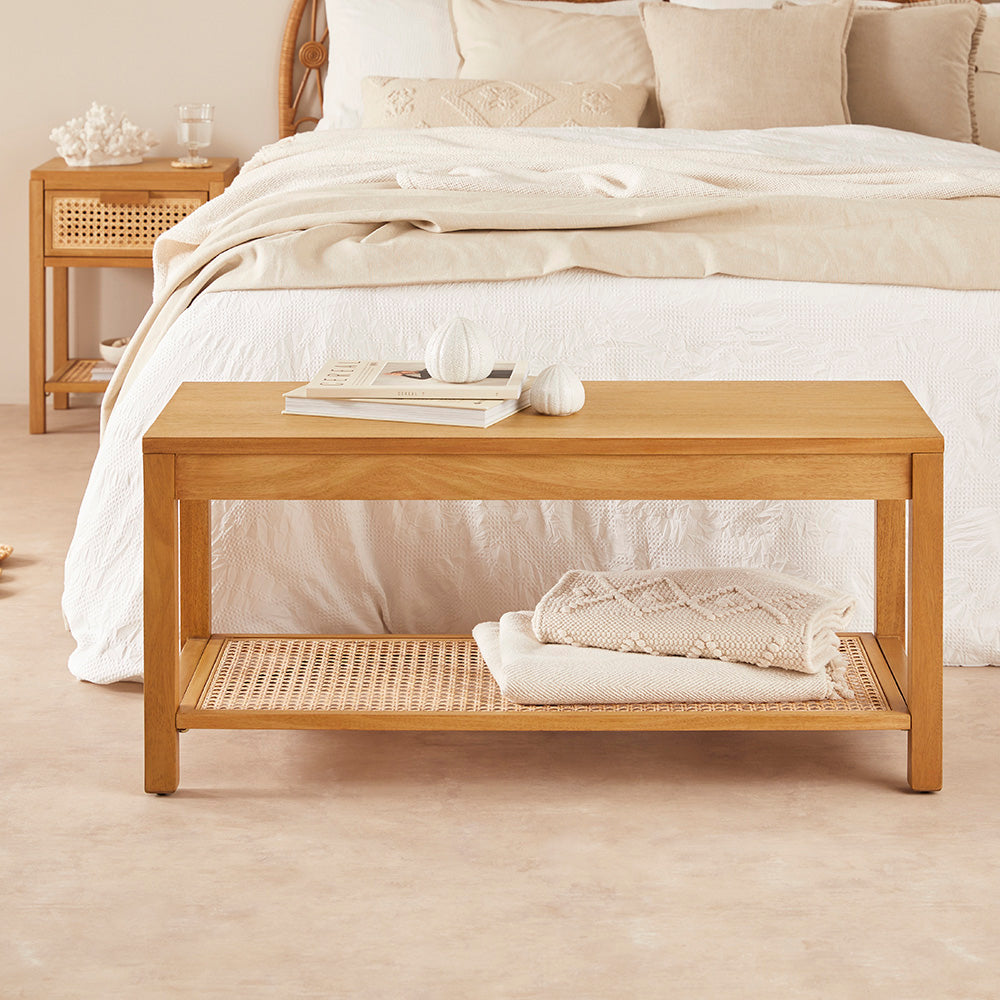 Bali Rattan Bench with Storage Shelf | S25498