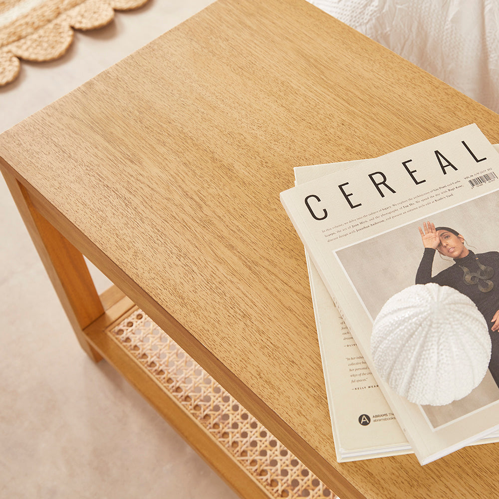 Bali Rattan Bench with Storage Shelf | S25498