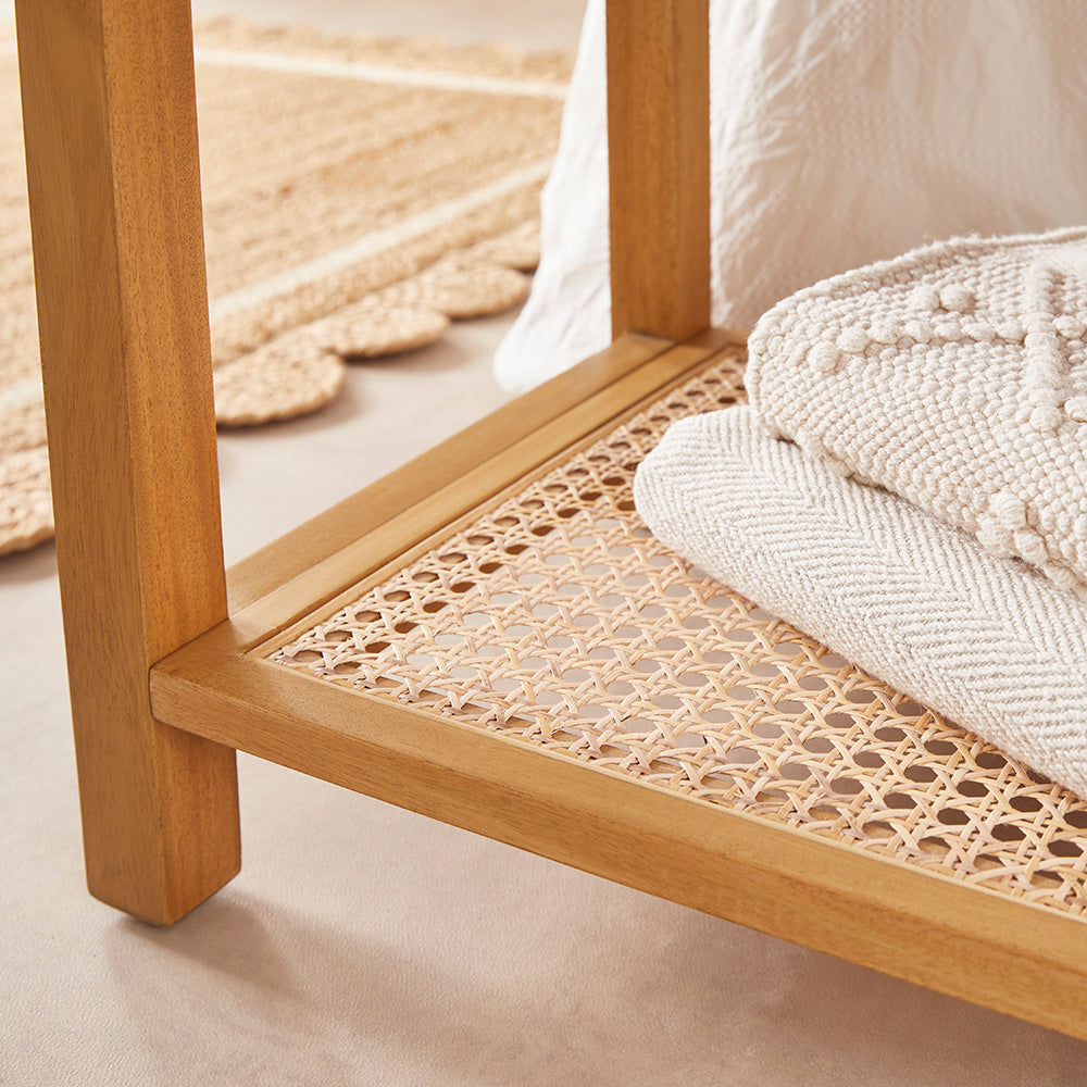 Bali Rattan Bench with Storage Shelf | S25498