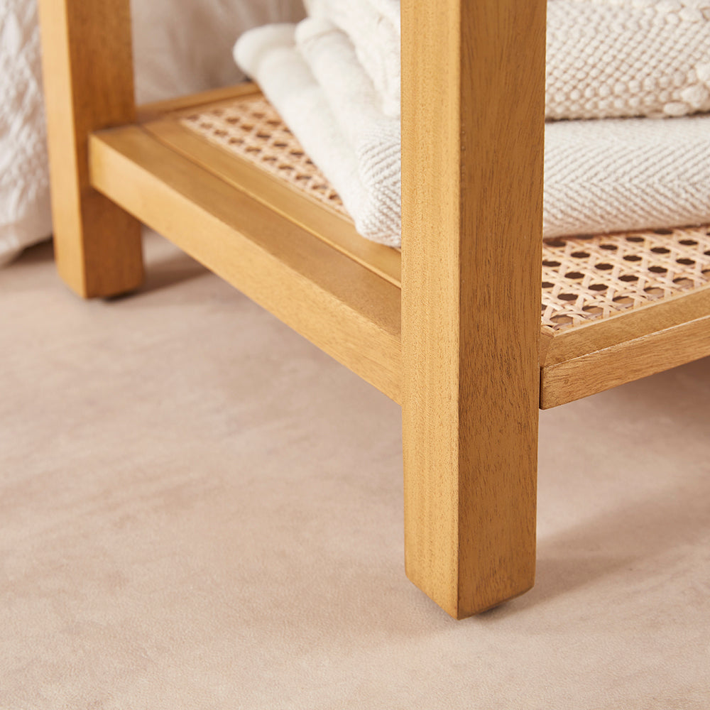 Bali Rattan Bench with Storage Shelf | S25498