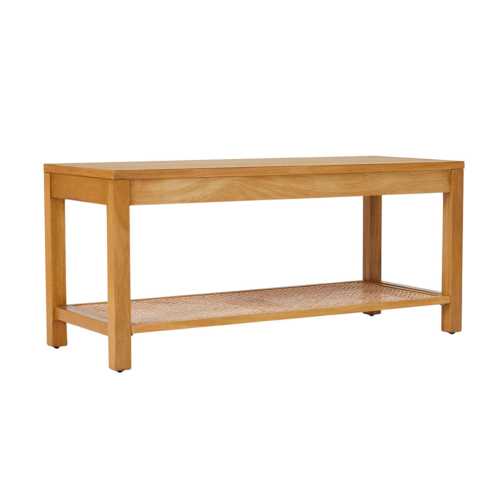 Bali Rattan Bench with Storage Shelf | S25498
