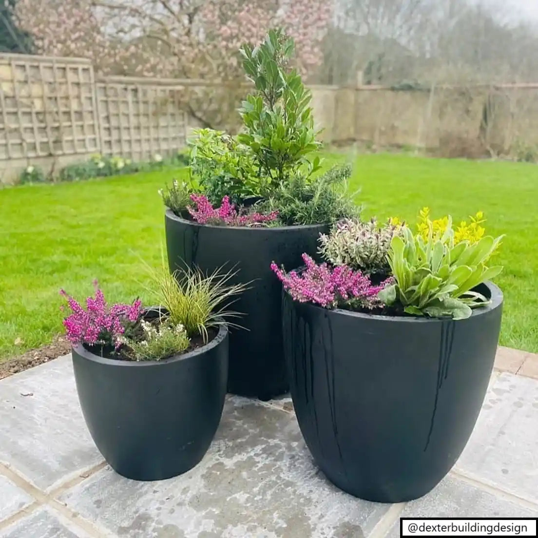 IDEALIST Lite 50cm Large Garden Planter for Trees |  | S25344 |Washed Light Concrete Egg Round Planter | Contemporary Outdoor Plant Pot D50 H50 cm, 98L