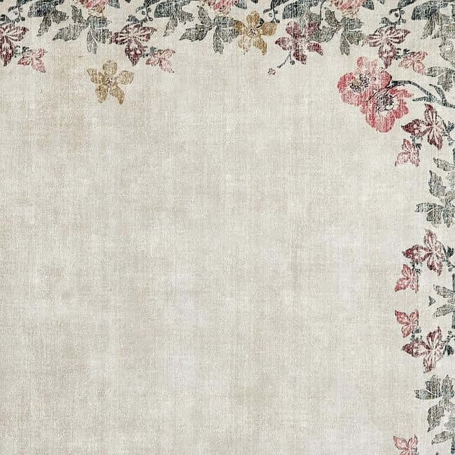 Eco-Washable Cream Rug Flower Design  | S25401 |