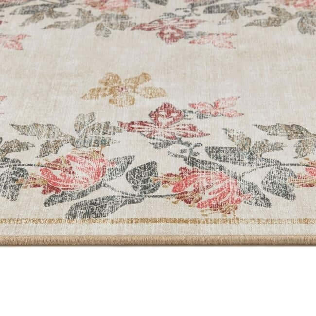 Eco-Washable Cream Rug Flower Design  | S25401 |
