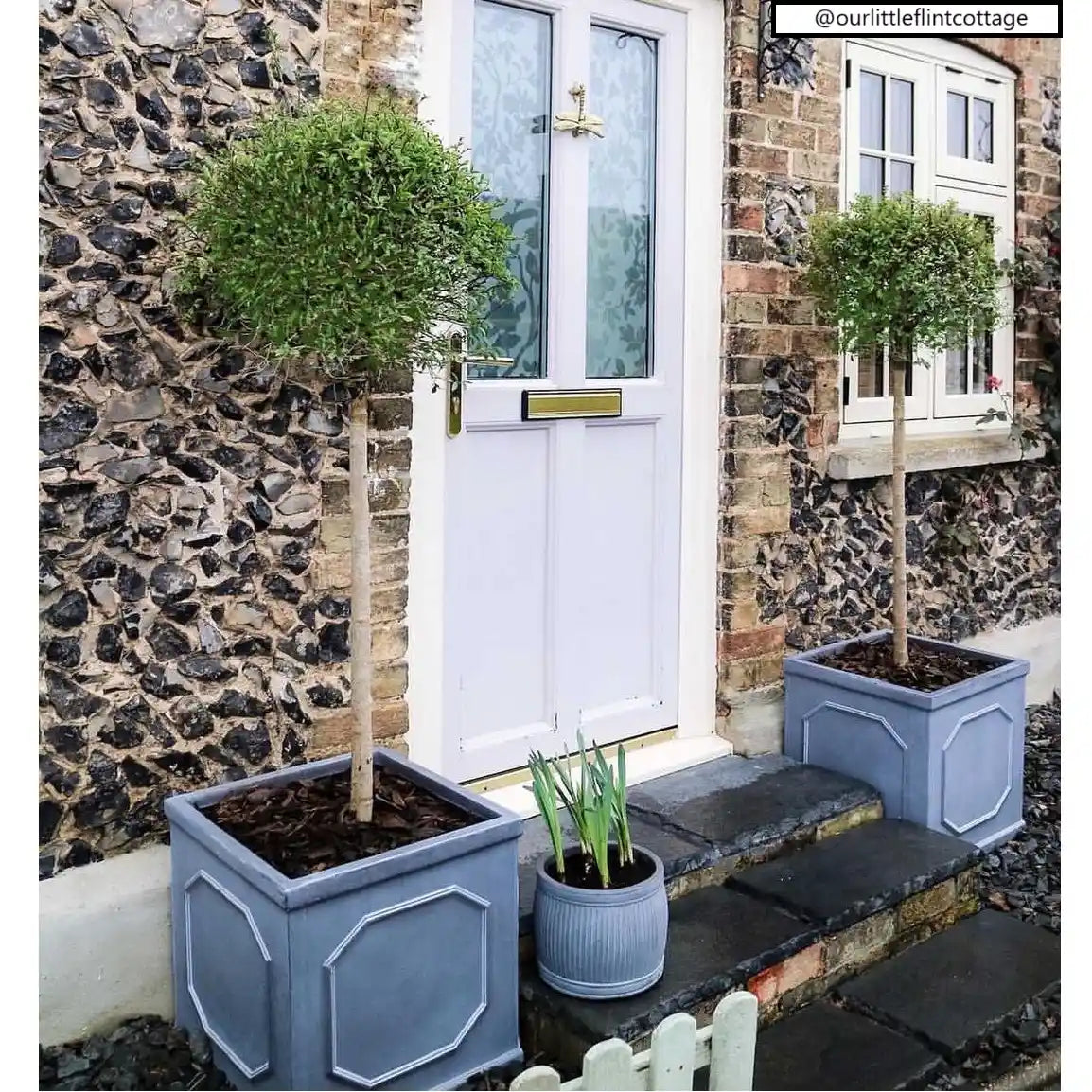 IDEALIST Lite Chelsea Flower Box Square Garden Planter, Faux Lead Light Stone Outdoor  | S25350 | Plant Pot W30 H30 L30 cm, 27L