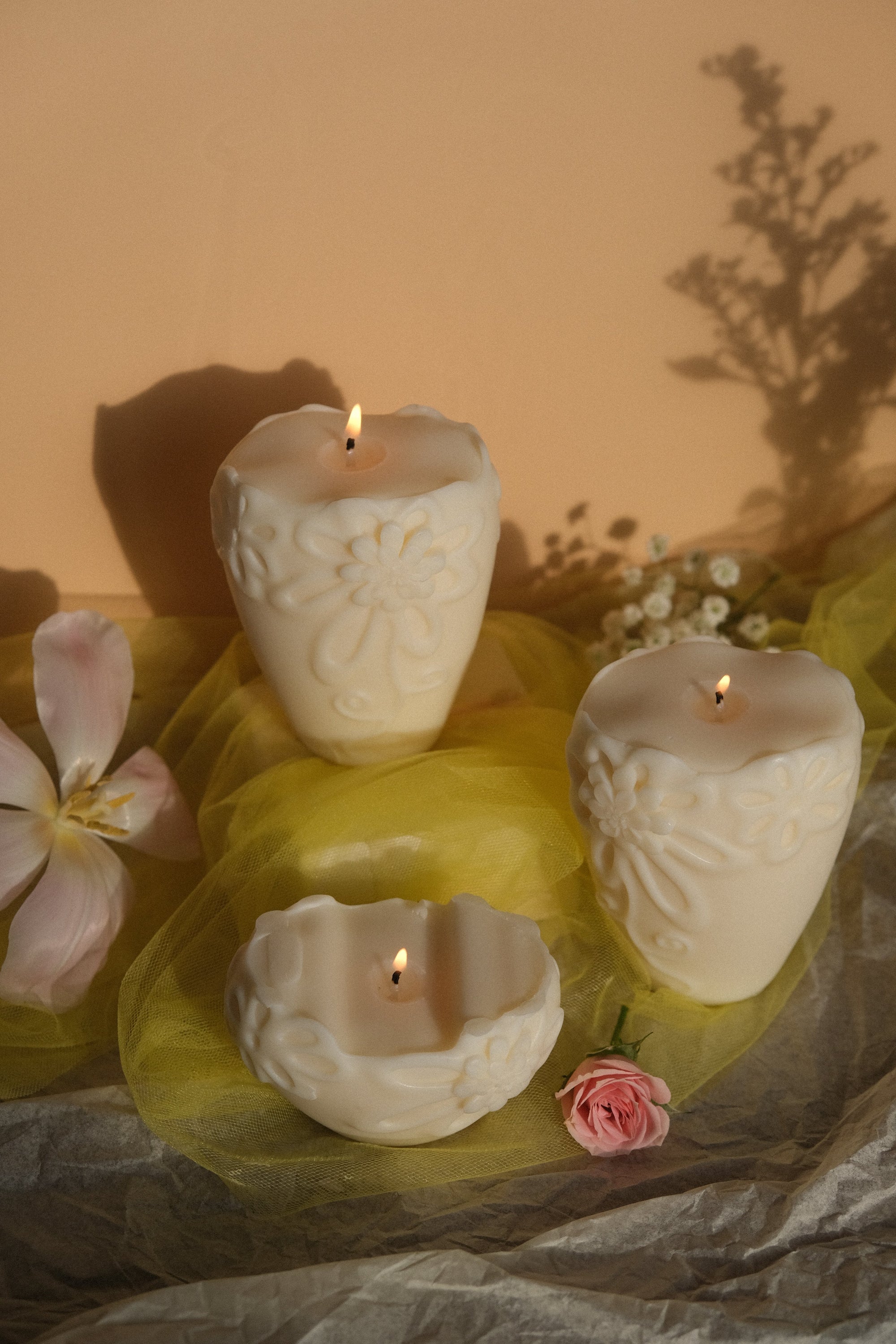 Flower Pillar Candle Duo  | S251514