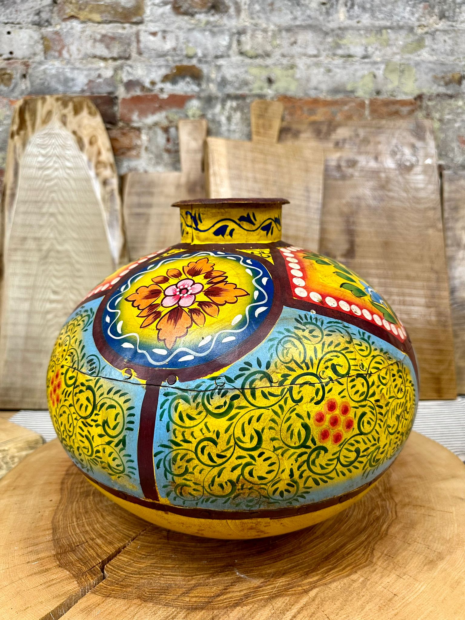 Riveted Hand Beaten Metal Planter | S251368