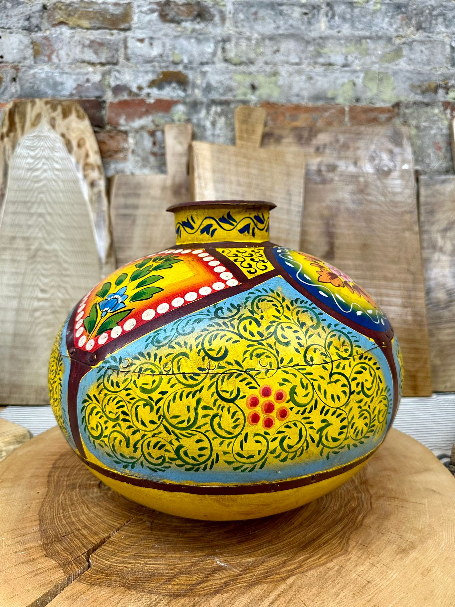 Riveted Hand Beaten Metal Planter | S251368