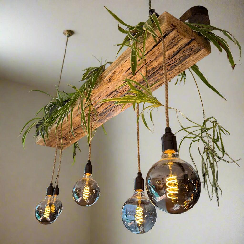 Wooden Beam Chandelier Water Resistant for Live Plant Display  | S251497