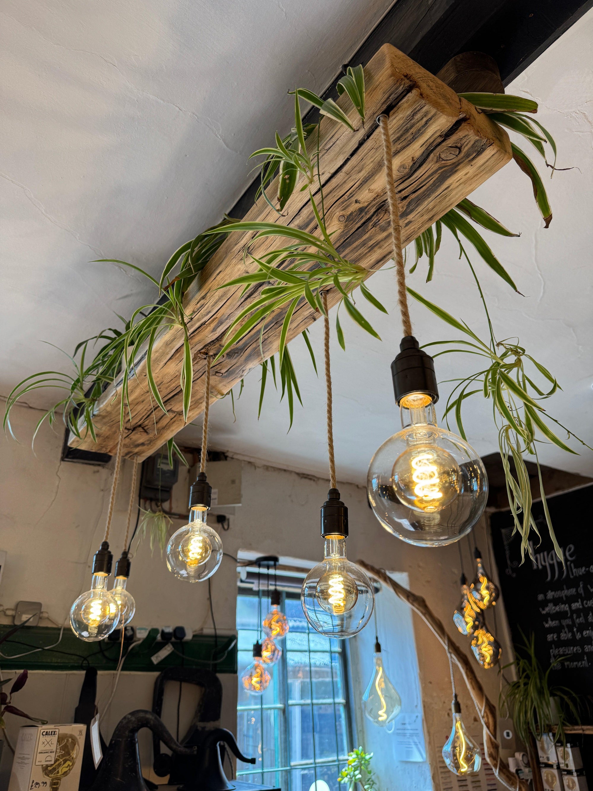 Wooden Beam Chandelier Water Resistant for Live Plant Display  | S251497