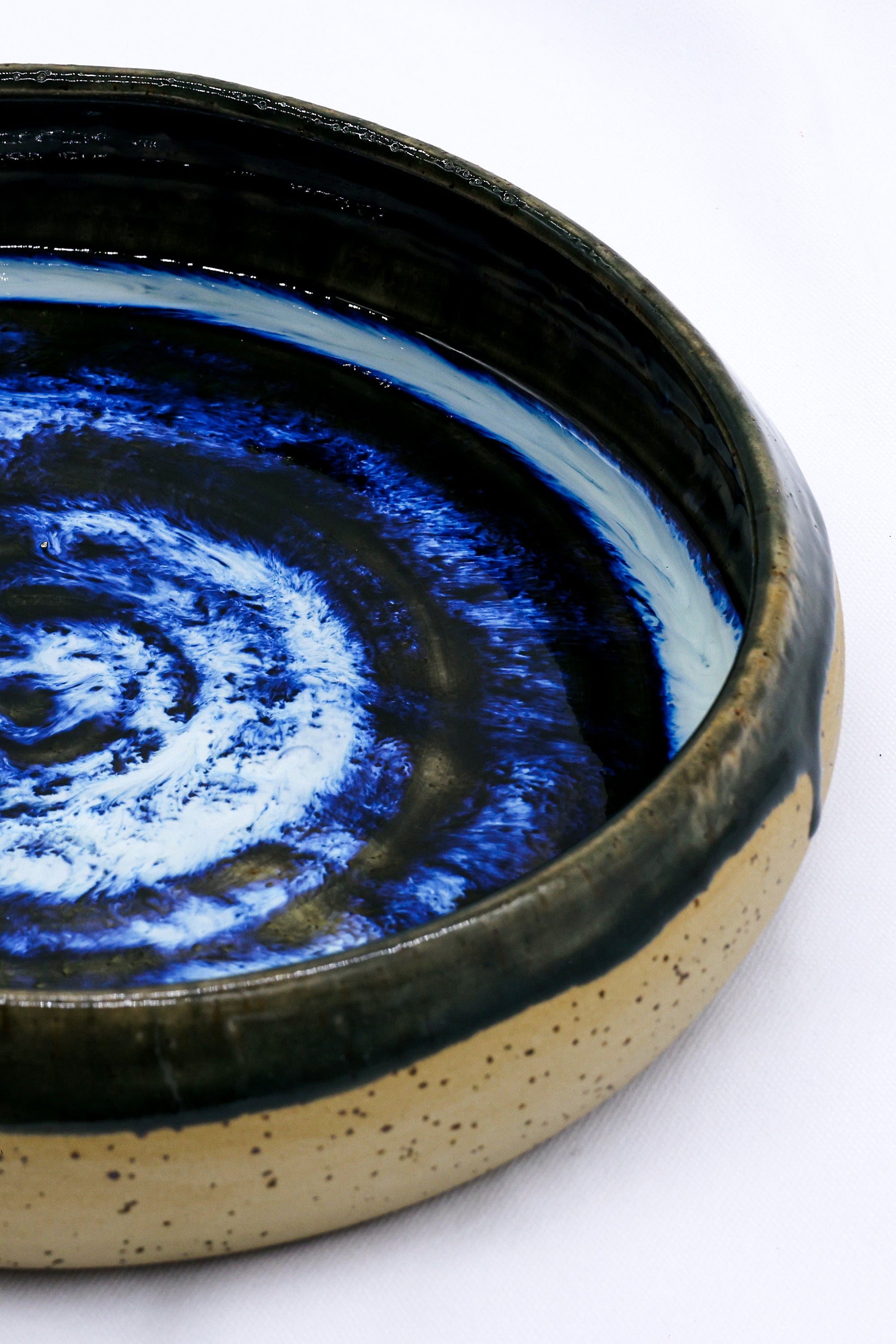 10 inch Abyssal Aegean Spiral Handmade Spotted Stoneware Large Ceramic Plate  | S251418