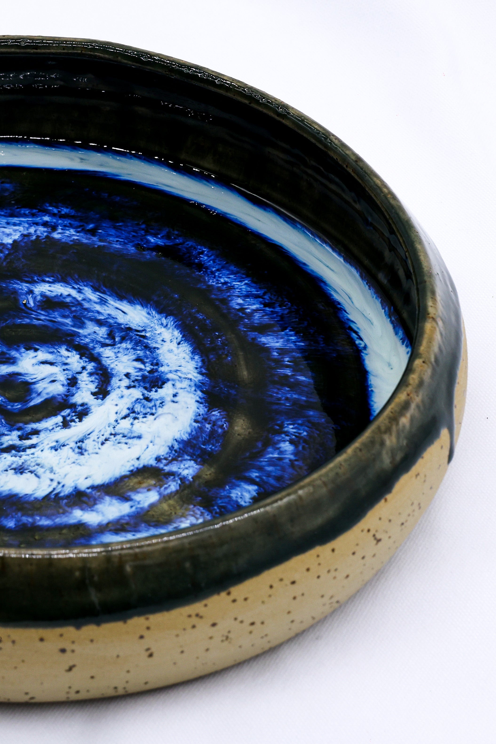 10 inch Abyssal Aegean Spiral Handmade Spotted Stoneware Large Ceramic Plate  | S251418