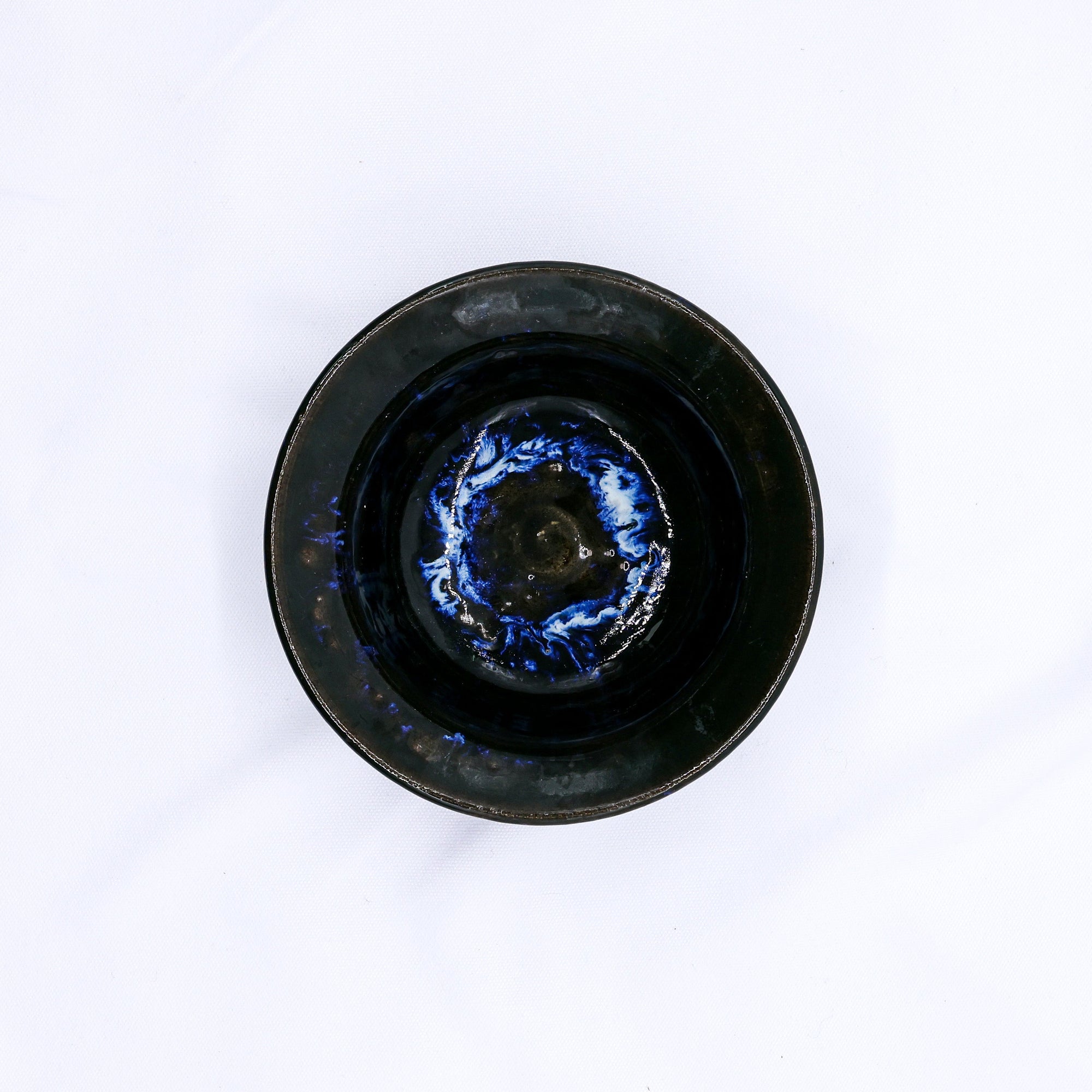 7,5' Cavewater Spiral Blue Handmade Grey Stoneware Bowl   | S251541