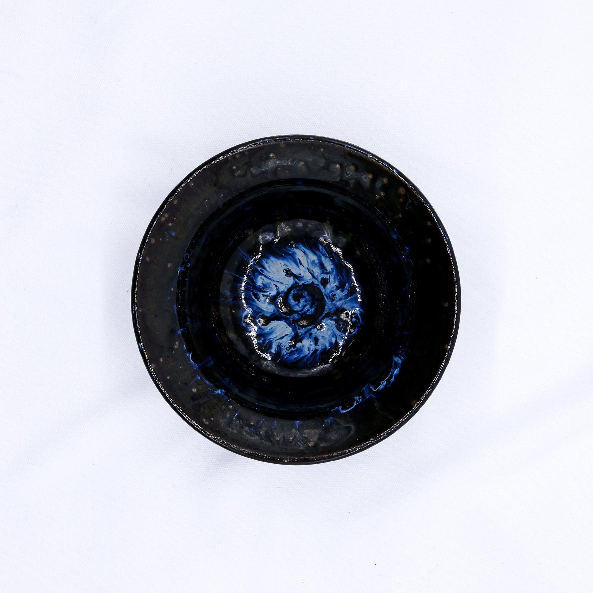 7,5' Midnight Aegean Surge Handmade Grey Stoneware Bowl  | S251425