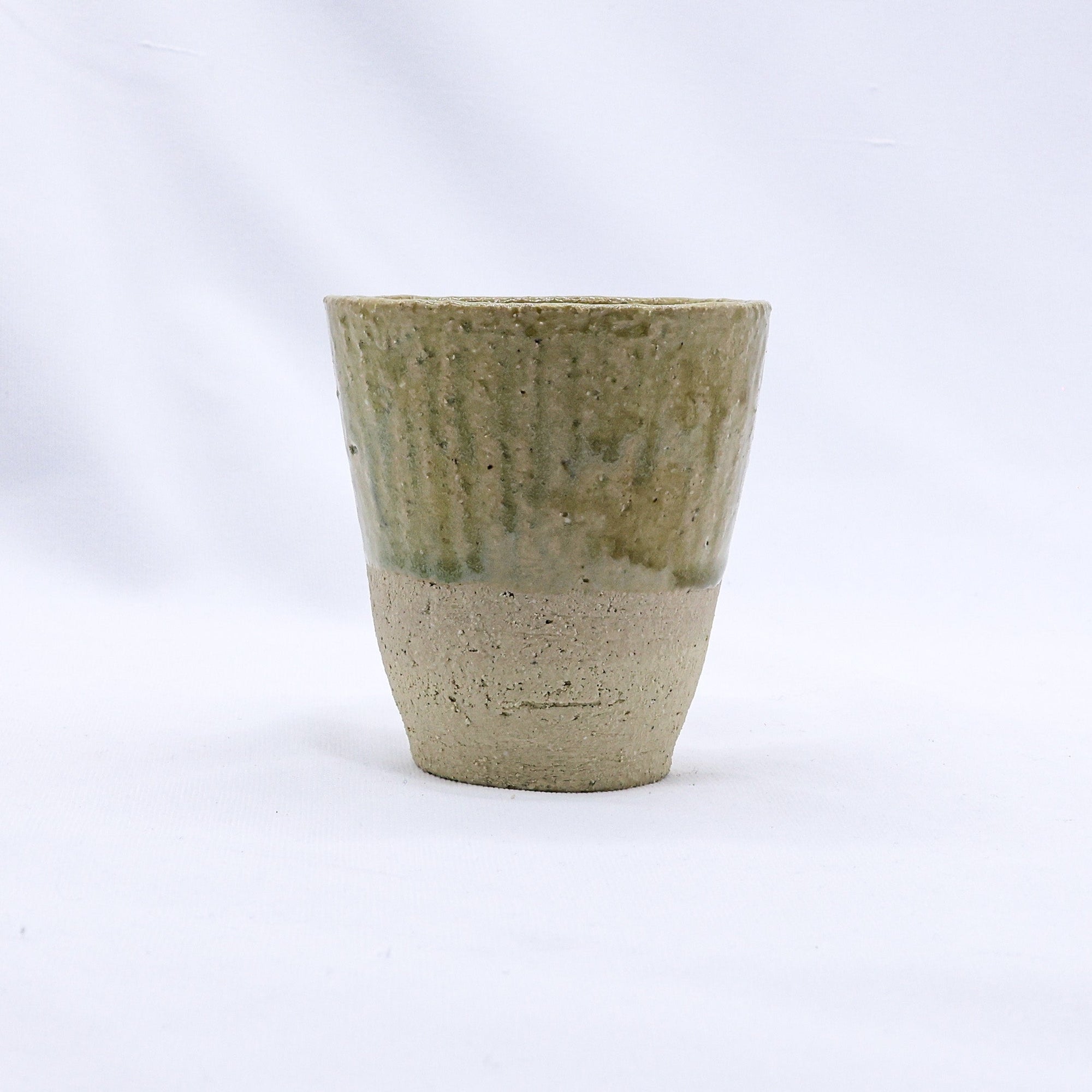 Beige Quadra Milled Stoneware Tall Handmade Ceramic Cup  | S251423