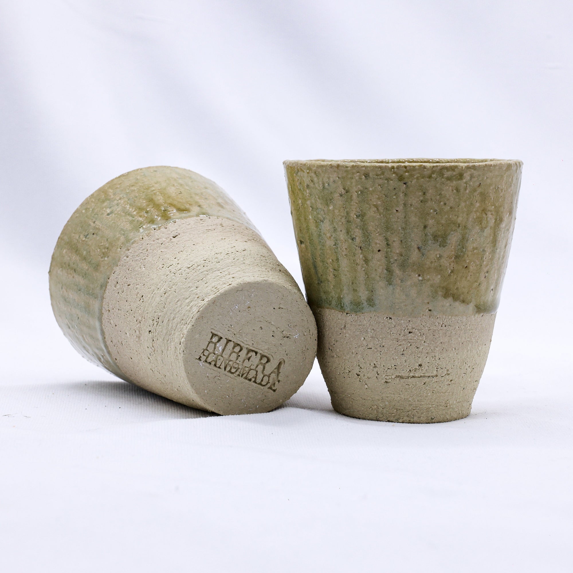 Beige Quadra Milled Stoneware Tall Handmade Ceramic Cup  | S251423