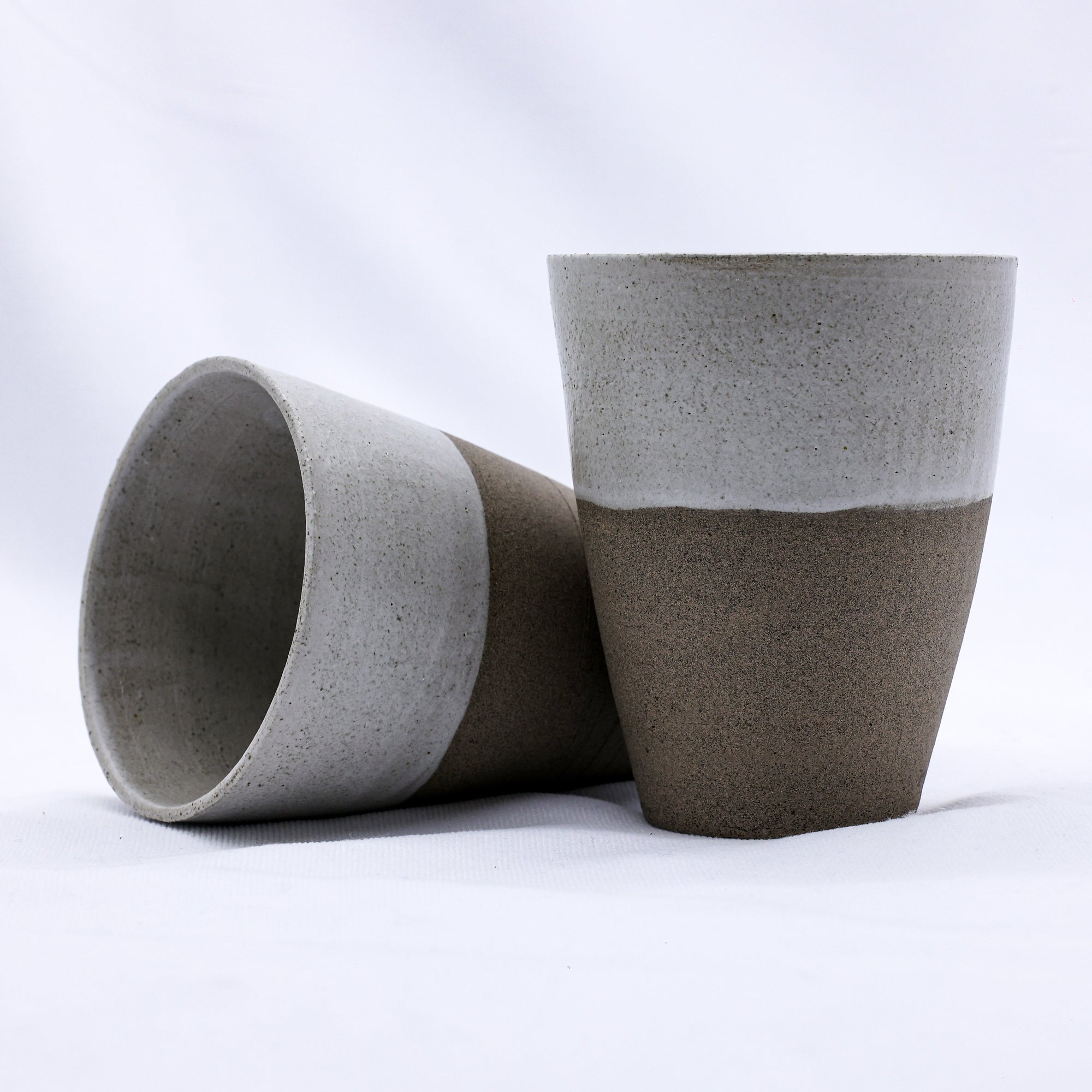 Bianca Quadra Green Handmade Ceramic Smoked Grey Stoneware Tall Ceramic Cup  | S251539