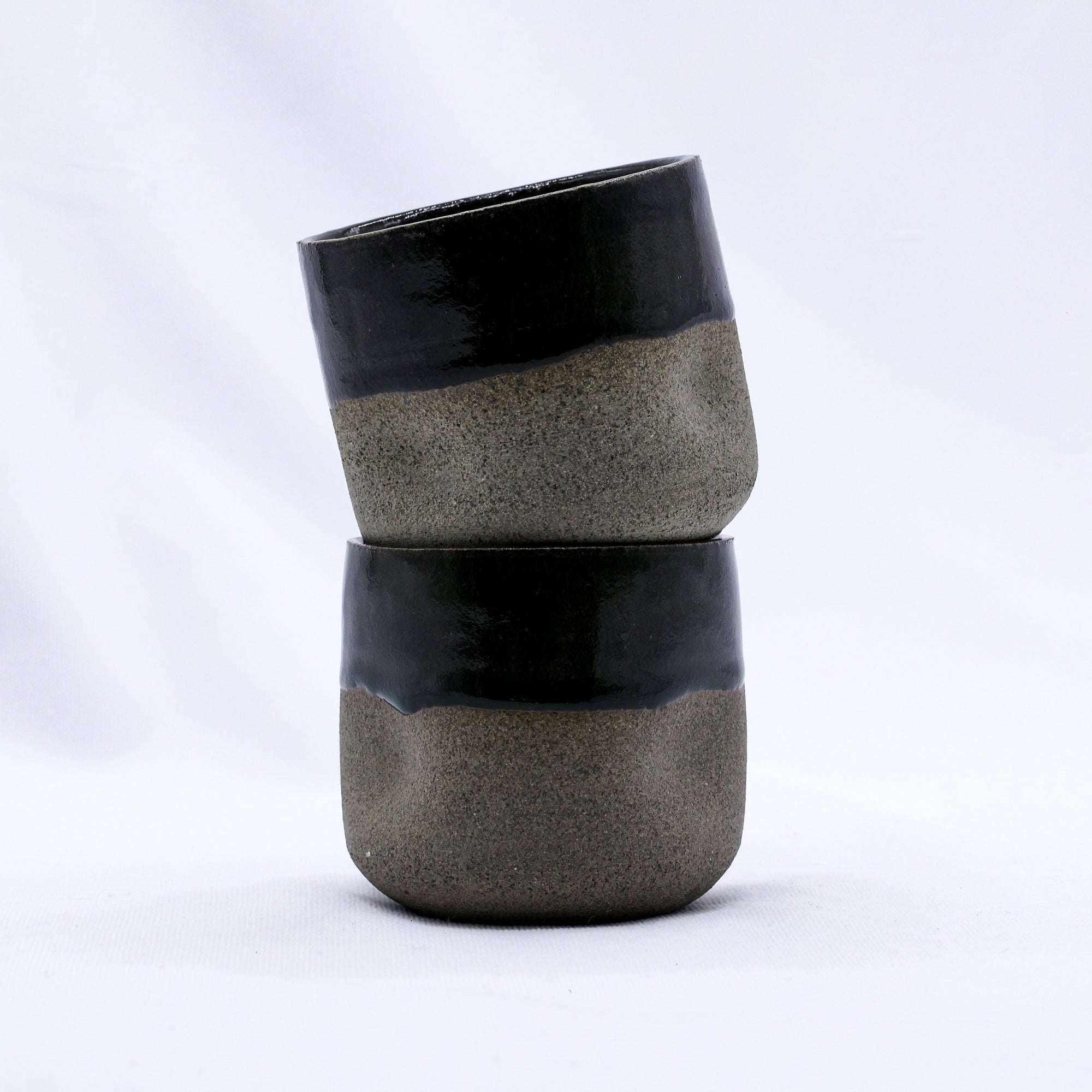 Verde Goccio Handmade Ceramic Smoked Grey Stoneware Short Cup  | S251530