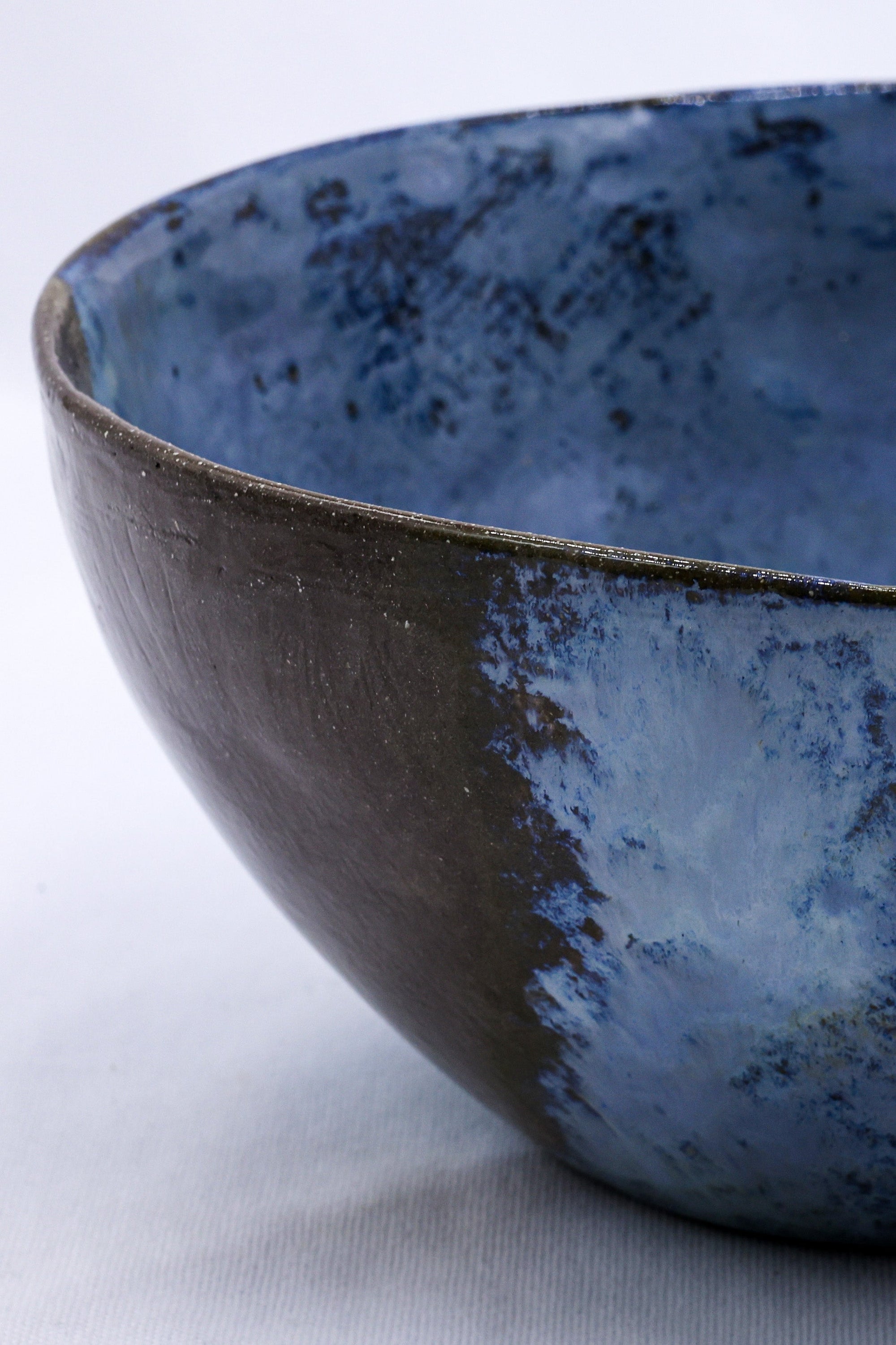 Large Smoked Grey Cold Aegean Fade Handmade Ceramic Stoneware Dinner Bowl  | S251402